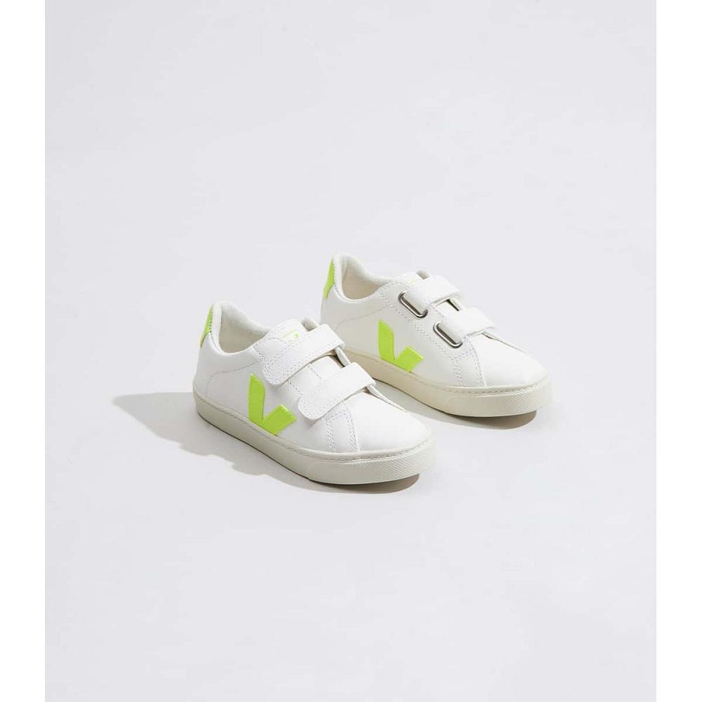 Kids' Veja ESPLAR CHROMEFREE Shoes White/Green | SG 726GSO